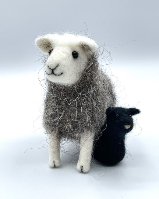 Handmade Herdwick Sheep And Her Lamb Needle Felting Kit