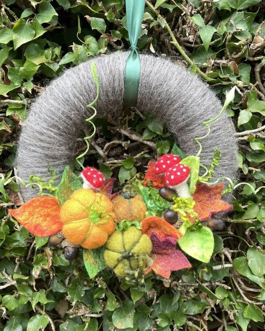 Handmade Autumn Wreath Original Art