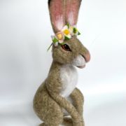 Handmade 3D Needle Felted Hare - Helen Winter Textile Art