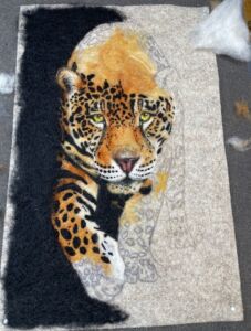 Step-by-Step Guide To Creating a Needle Felted Leopard Portrait Helen Winter Textile Art