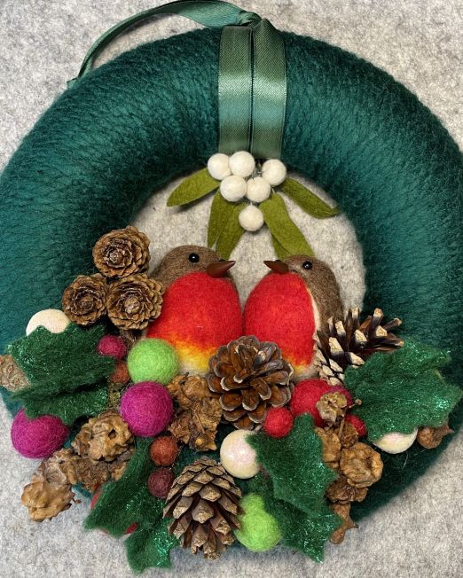 Needle Felted Large Christmas Wreath Tutorial